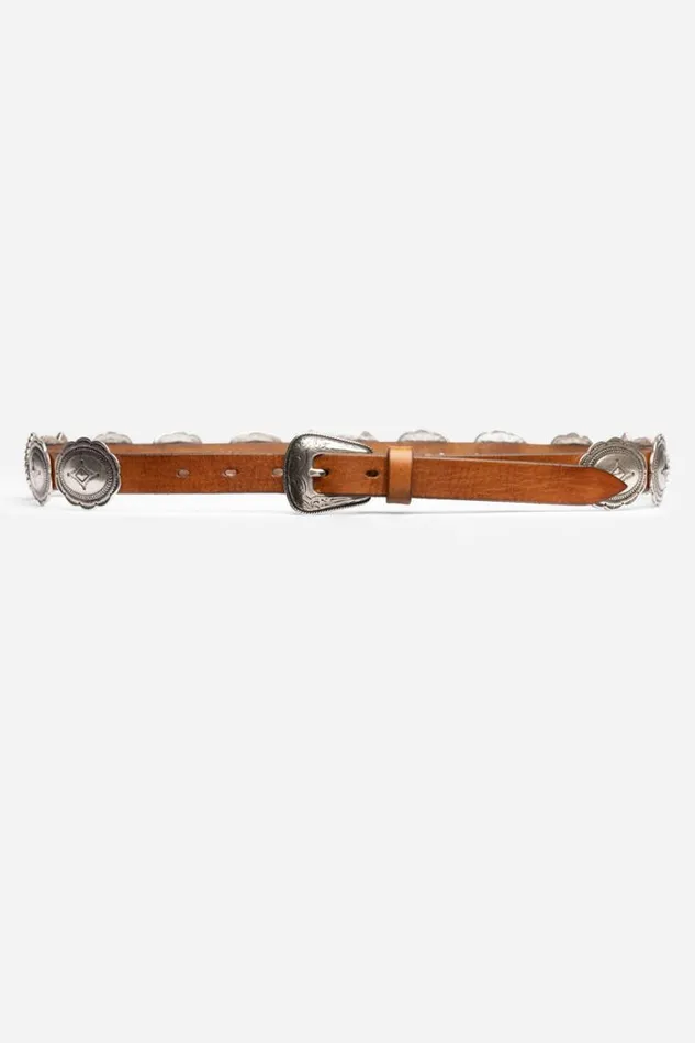 Women SALONE ITALIAN LEATHER CONCH BELT Cognac Johnny Was Belts