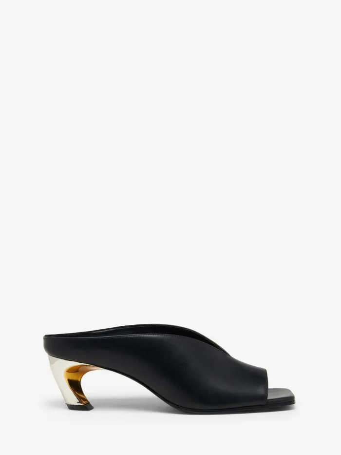 Women Sandals And Slides Alexander McQueen Armadillo Mule Blacksilvergold