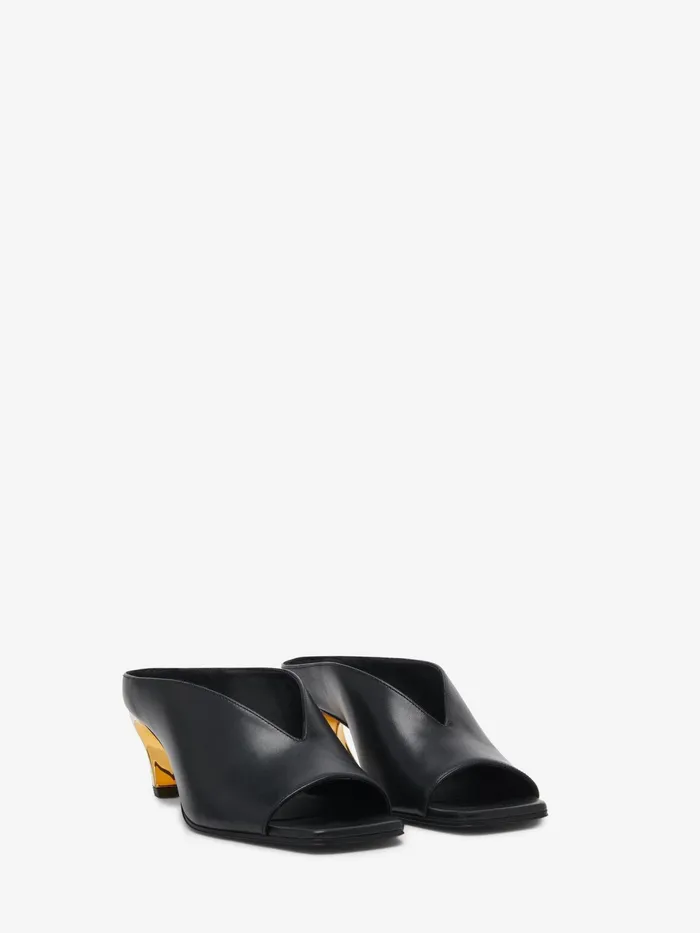 Women Sandals And Slides Alexander McQueen Armadillo Mule Blacksilvergold