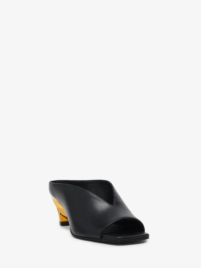 Women Sandals And Slides Alexander McQueen Armadillo Mule Blacksilvergold