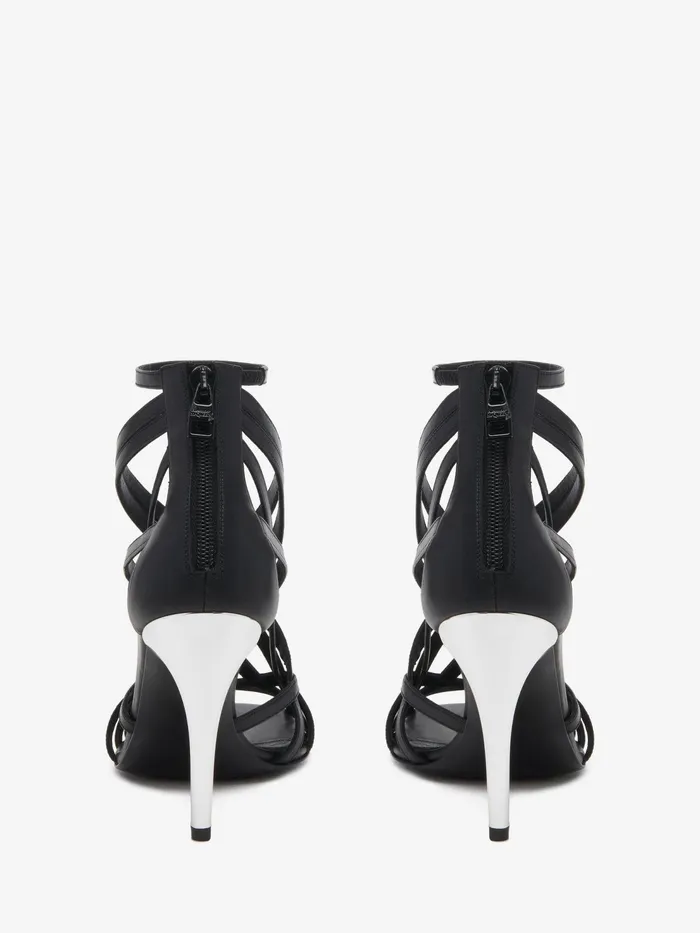 Women Sandals And Slides Alexander McQueen Armadillo Strappy Sandal Blacksilvergold