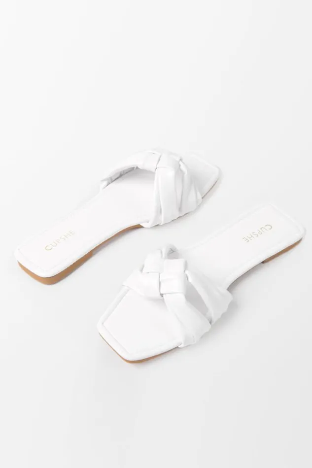 Women Sandals Cupshe Nikka White Weave True To Size Sandals White
