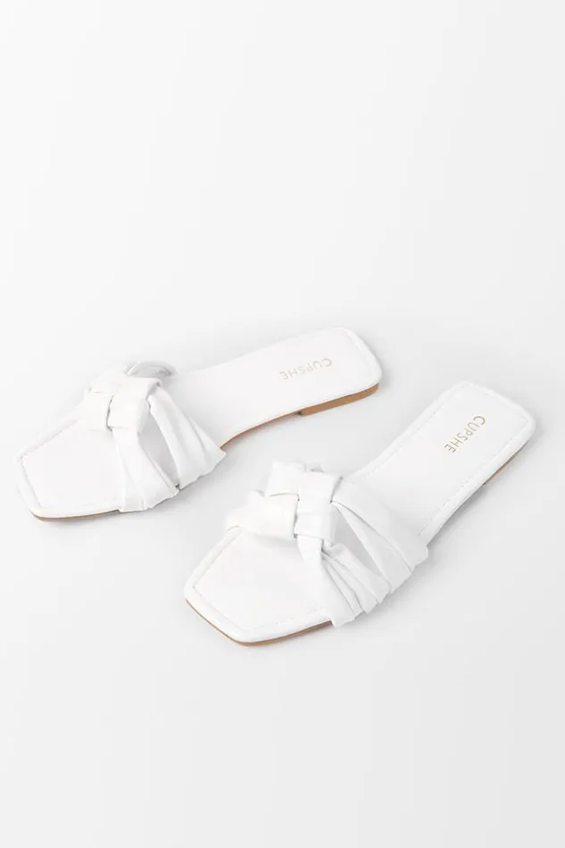 Women Sandals Cupshe Nikka White Weave True To Size Sandals White
