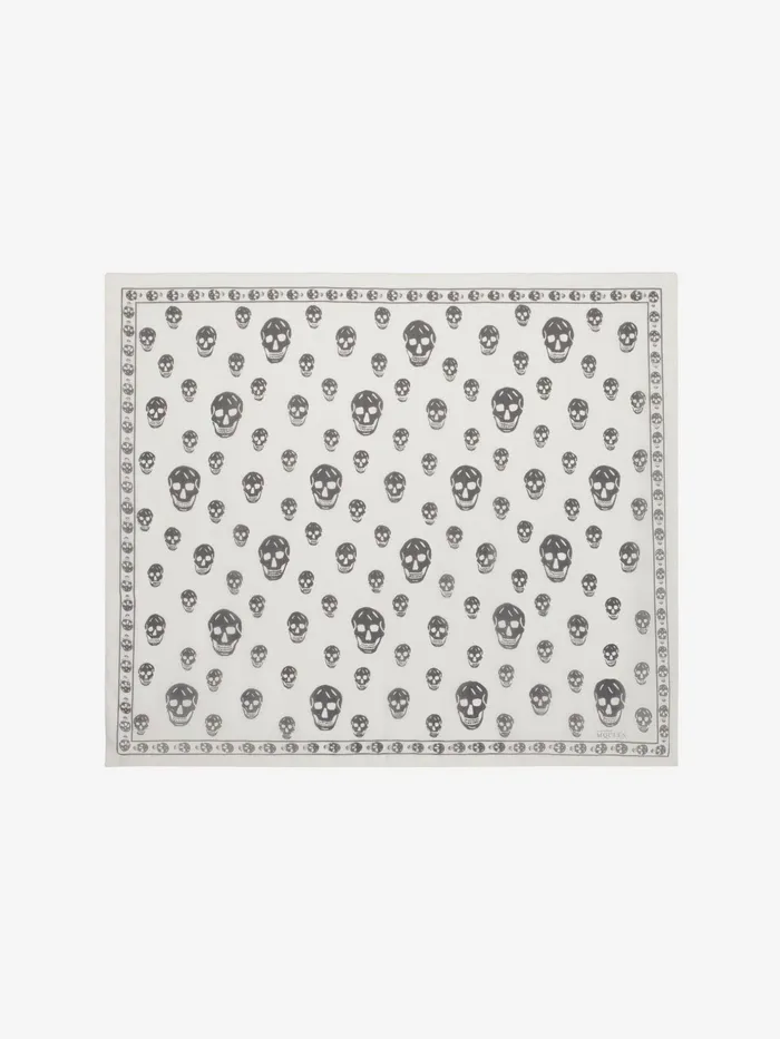 Women Scarves Alexander McQueen Classic Silk Chiffon Skull Scarf Ivoryblack