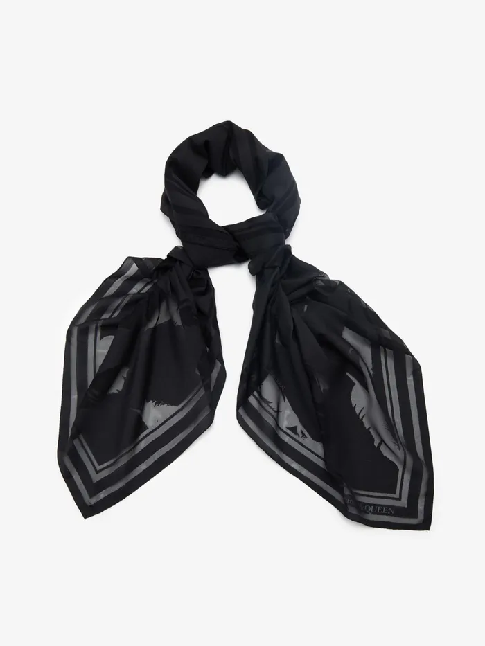 Women Scarves Alexander McQueen Feather Shawl Black
