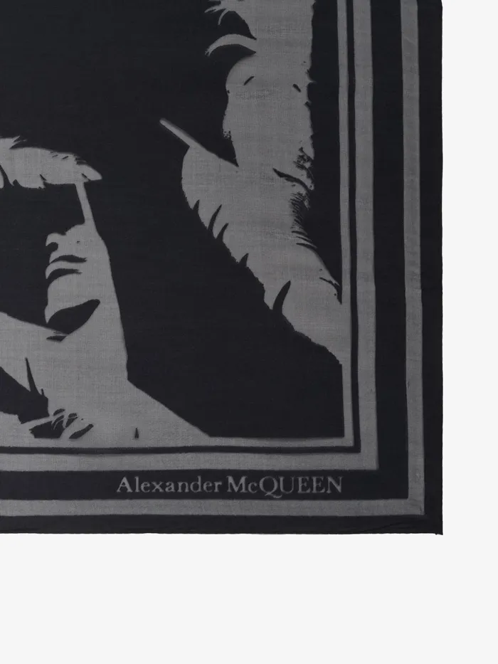 Women Scarves Alexander McQueen Feather Shawl Black