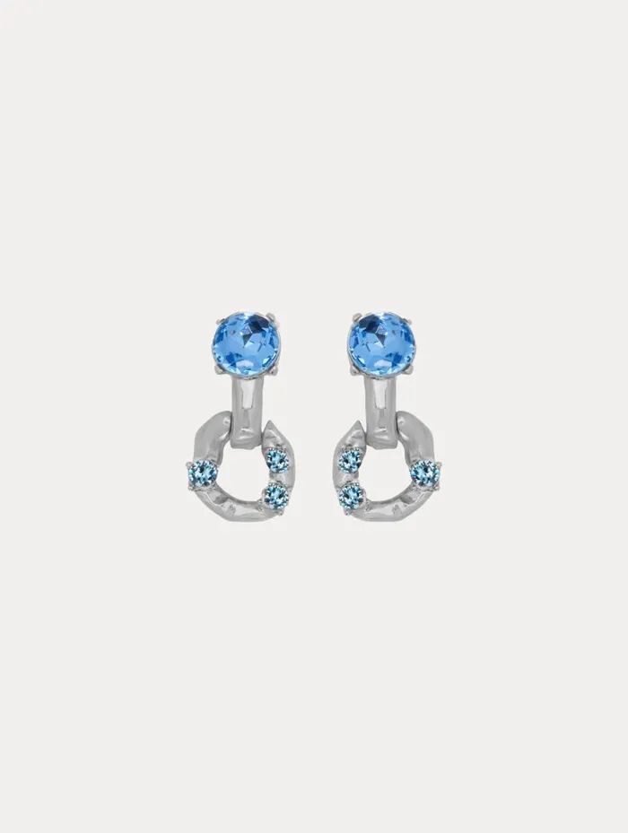 Women Scramble ChainLink Earrings Aquamarine Oscar De La Renta Earrings