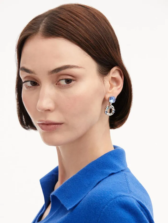 Women Scramble ChainLink Earrings Aquamarine Oscar De La Renta Earrings Women Scramble ChainLink Earrings Aquamarine Oscar De La Renta Earrings