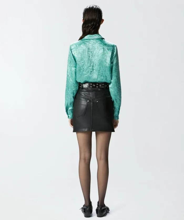 Women Shirts And Blouses Pinko Crinkled Satin Shirt Mint Cream