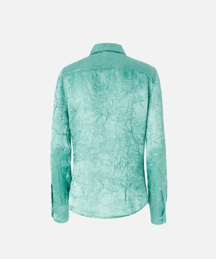 Women Shirts And Blouses Pinko Crinkled Satin Shirt Mint Cream