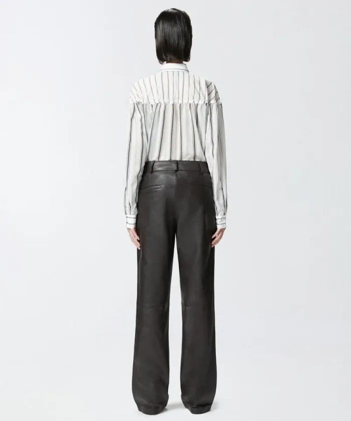 Women Shirts And Blouses Pinko Striped Cotton Shirt With Laces Whitegreyblack Women Shirts And Blouses Pinko Striped Cotton Shirt With Laces Whitegreyblack