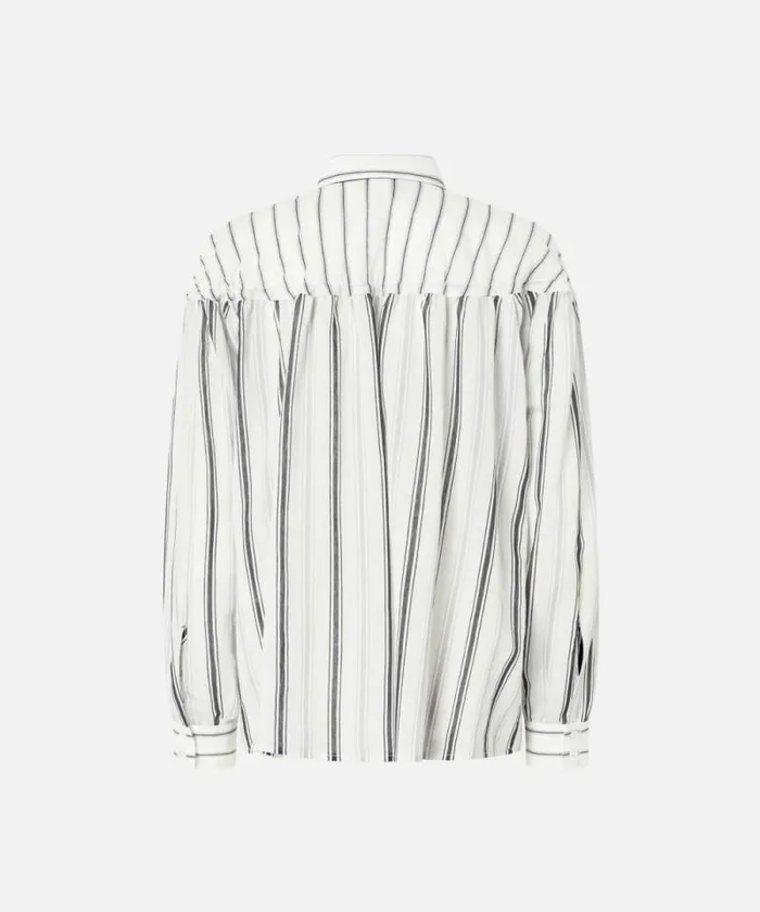 Women Shirts And Blouses Pinko Striped Cotton Shirt With Laces Whitegreyblack Women Shirts And Blouses Pinko Striped Cotton Shirt With Laces Whitegreyblack