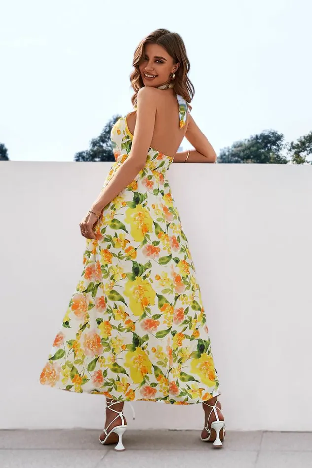 Women Short Dresses Cupshe Carlene Round Neck Elastic Waist AShape Dress Multicolor