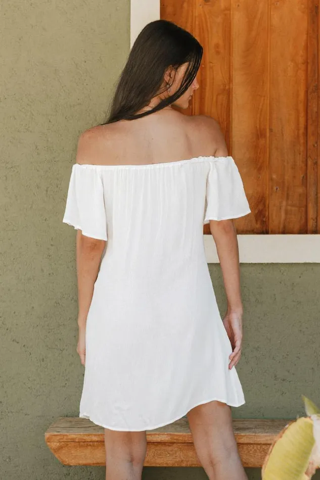 Women Short Dresses Cupshe Paloma White Off Shoulder Drawstring Dress White