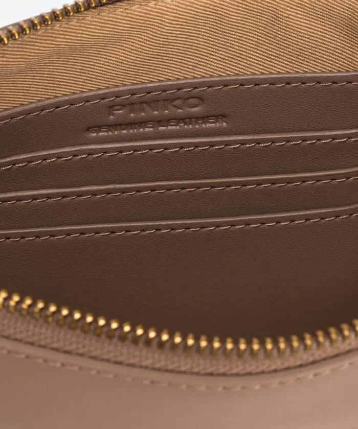 Women Shoulder Bags Pinko Horizontal Flat Bag In Leather Ginger Biscuitantique Gold Women Shoulder Bags Pinko Horizontal Flat Bag In Leather Ginger Biscuitantique Gold