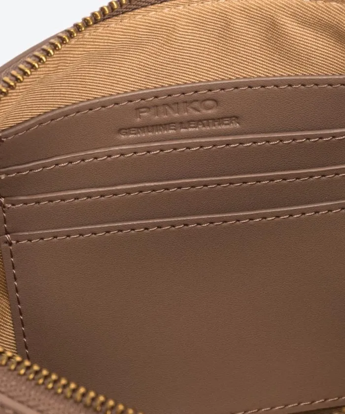 Women Shoulder Bags Pinko Horizontal Flat Bag In Leather Ginger Biscuitantique Gold Women Shoulder Bags Pinko Horizontal Flat Bag In Leather Ginger Biscuitantique Gold