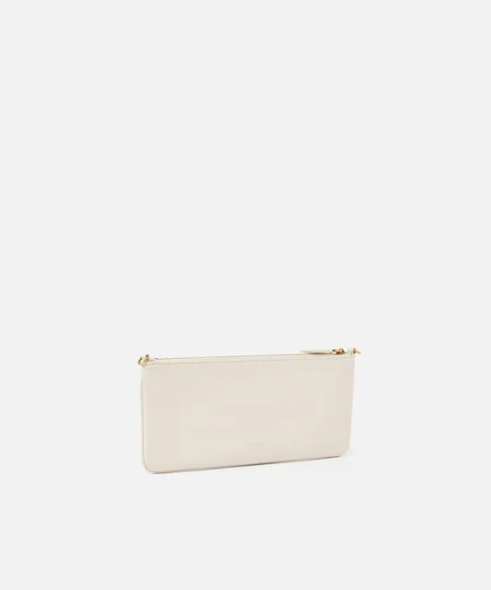 Women Shoulder Bags Pinko Horizontal Flat Bag In Leather Whitewhiteantique Gold Women Shoulder Bags Pinko Horizontal Flat Bag In Leather Whitewhiteantique Gold