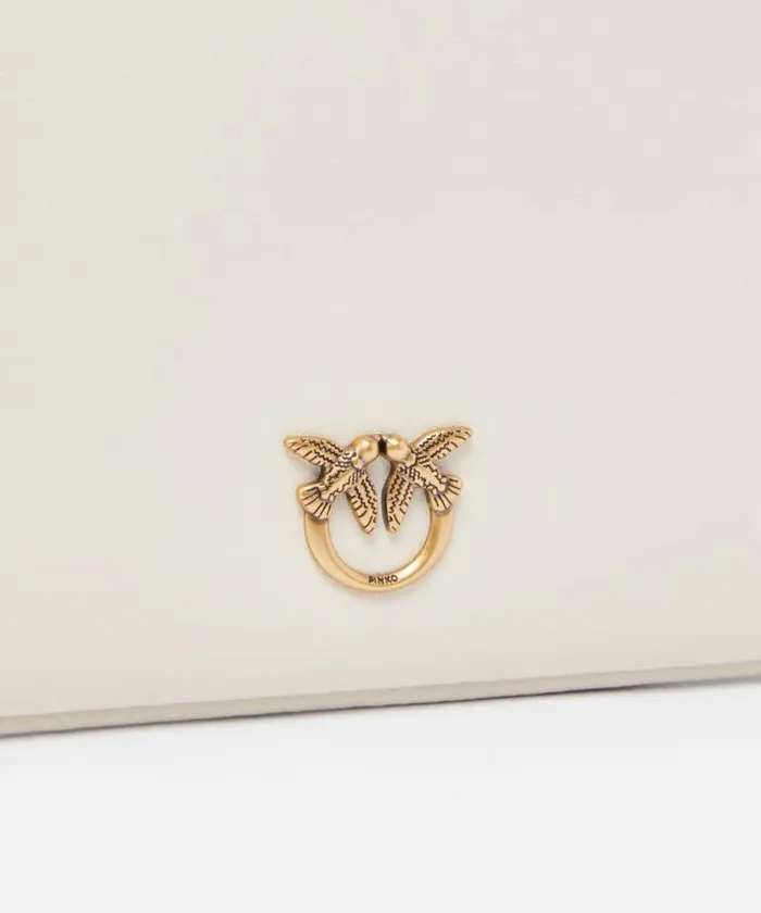Women Shoulder Bags Pinko Horizontal Flat Bag In Leather Whitewhiteantique Gold Women Shoulder Bags Pinko Horizontal Flat Bag In Leather Whitewhiteantique Gold