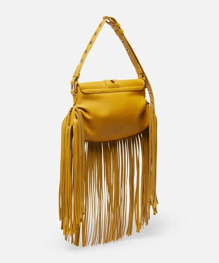 Women Shoulder Bags Pinko Jolene Mini Shoulder Bag With Long Fringing China Yellowantiquegold Women Shoulder Bags Pinko Jolene Mini Shoulder Bag With Long Fringing China Yellowantiquegold