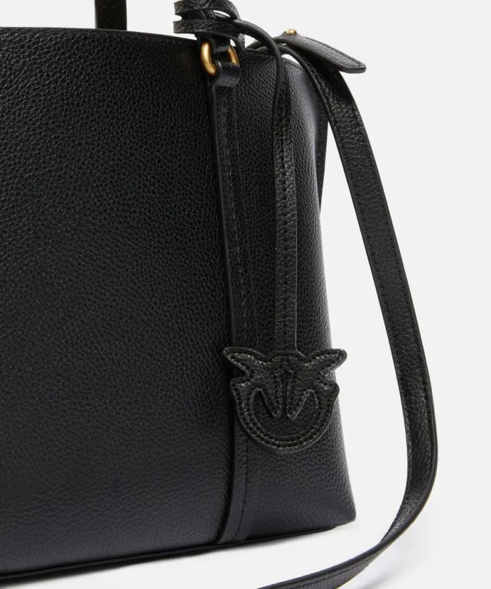 Women Shoulder Bags Pinko Large Tumbled Leather Shopper Bag Blackantique Gold Women Shoulder Bags Pinko Large Tumbled Leather Shopper Bag Blackantique Gold