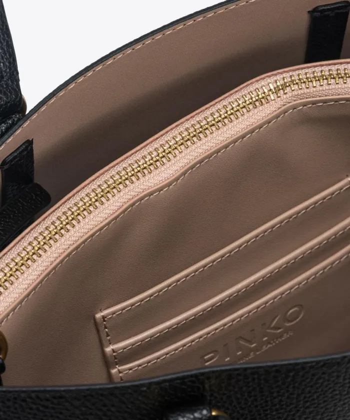 Women Shoulder Bags Pinko Large Tumbled Leather Shopper Bag Blackantique Gold Women Shoulder Bags Pinko Large Tumbled Leather Shopper Bag Blackantique Gold