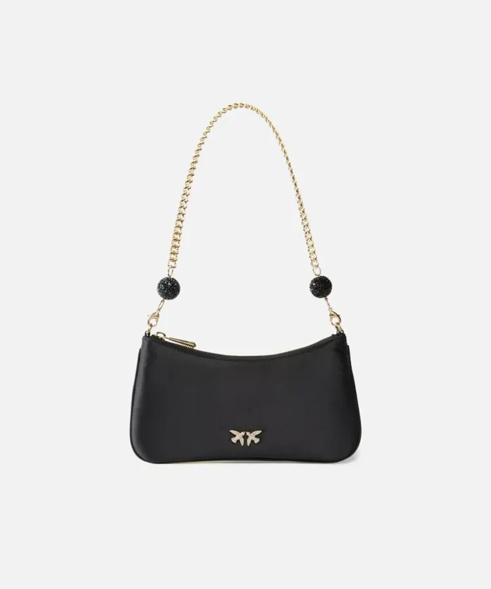 Women Shoulder Bags Pinko Small Satin Shoulder Bag Blackgold