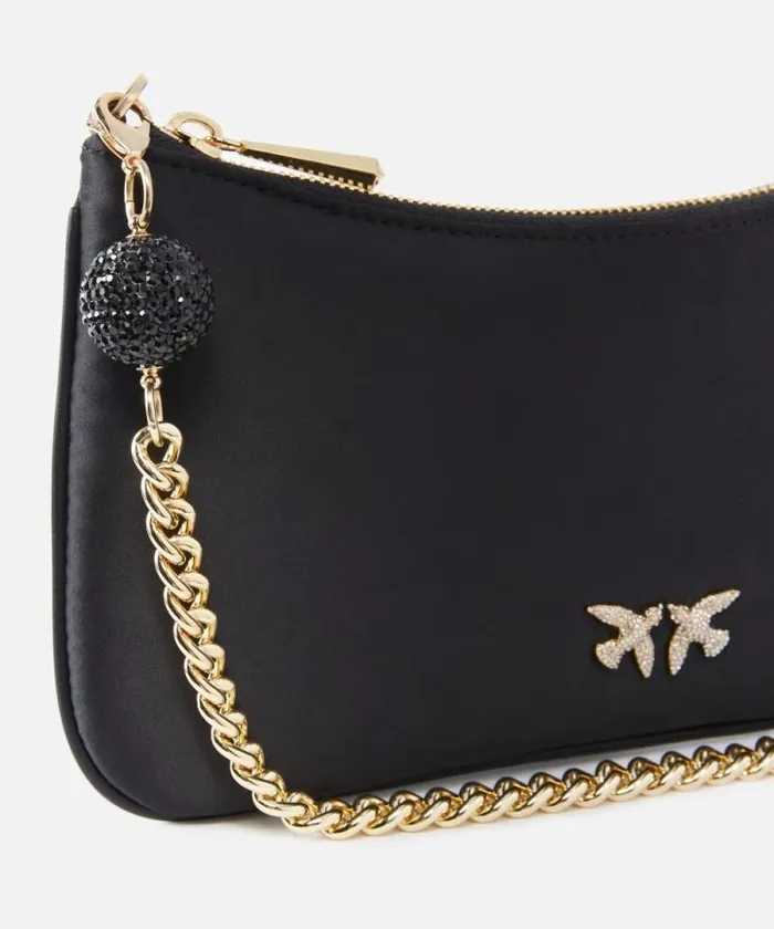Women Shoulder Bags Pinko Small Satin Shoulder Bag Blackgold Women Shoulder Bags Pinko Small Satin Shoulder Bag Blackgold