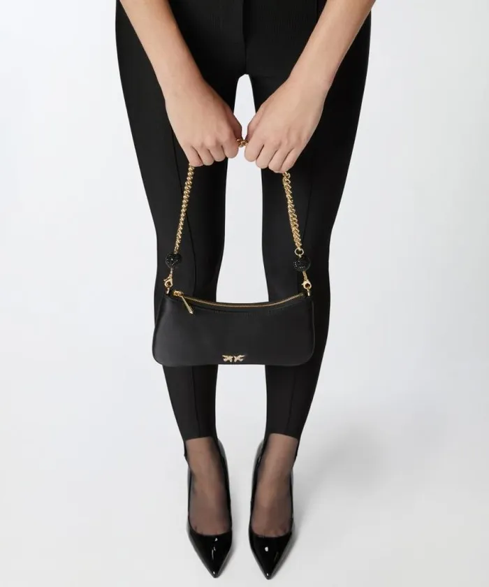 Women Shoulder Bags Pinko Small Satin Shoulder Bag Blackgold Women Shoulder Bags Pinko Small Satin Shoulder Bag Blackgold