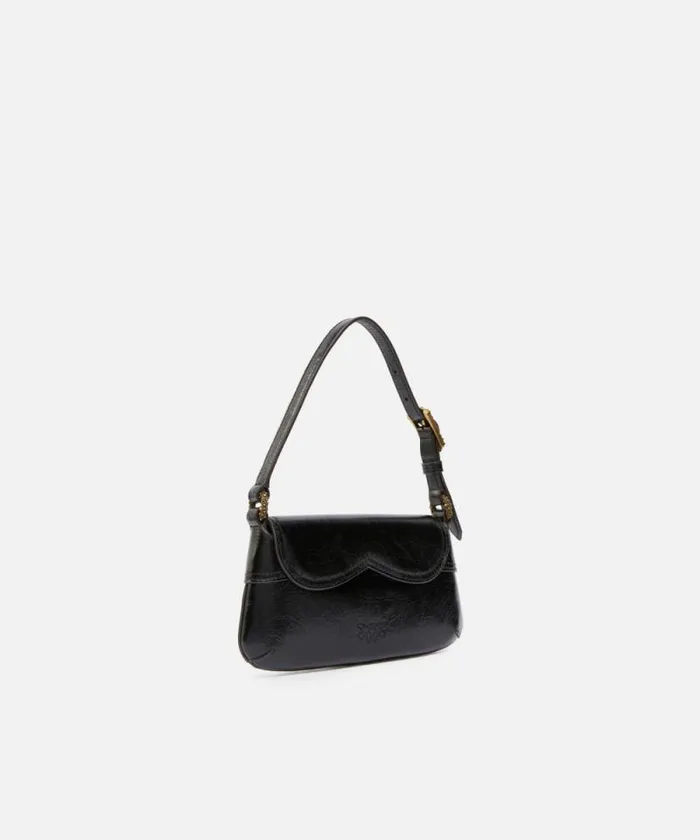 Women Shoulder Bags Pinko Vintage Leather 520 Baby Shoulder Bag Blackantique Gold Women Shoulder Bags Pinko Vintage Leather 520 Baby Shoulder Bag Blackantique Gold
