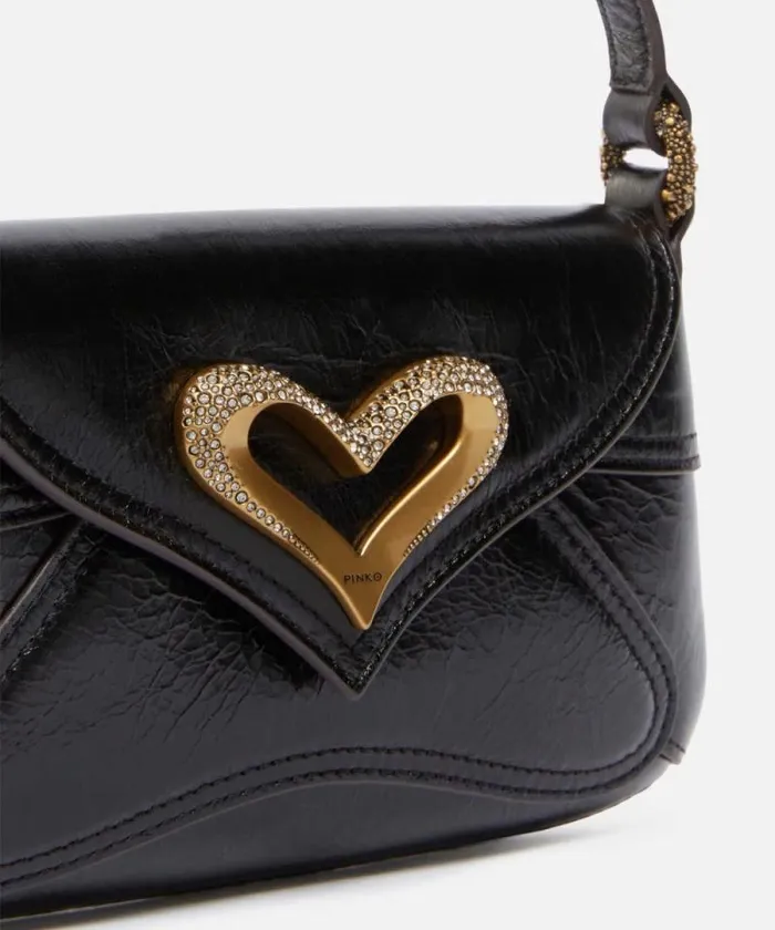 Women Shoulder Bags Pinko Vintage Leather 520 Baby Shoulder Bag Blackantique Gold Women Shoulder Bags Pinko Vintage Leather 520 Baby Shoulder Bag Blackantique Gold