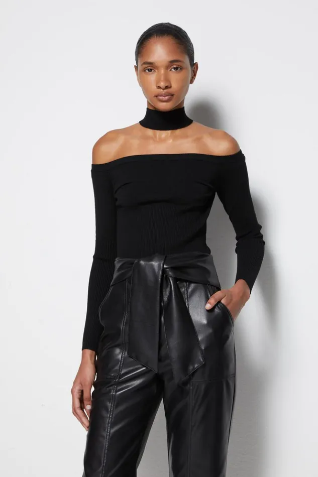 Women Signature Lila Cold Shoulder Pullover Black Jonathan Simkhai Knitwear