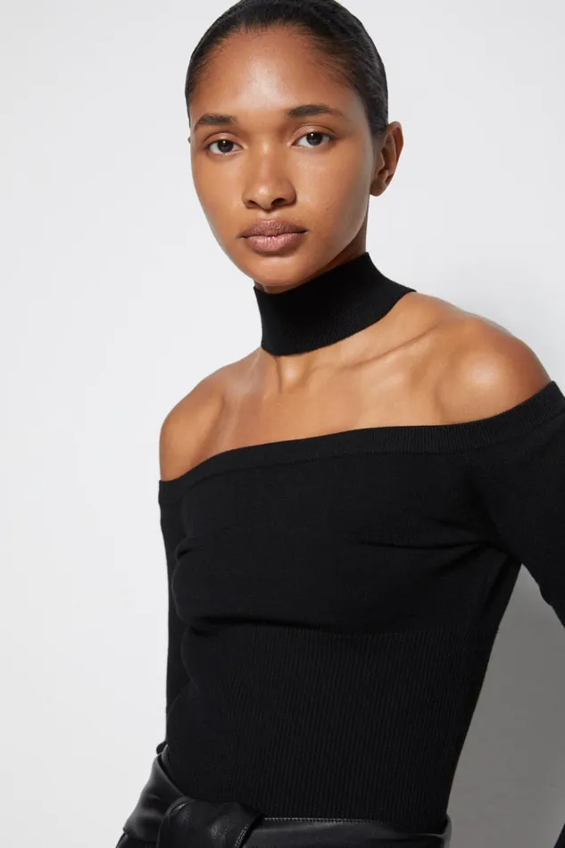 Women Signature Lila Cold Shoulder Pullover Black Jonathan Simkhai Knitwear