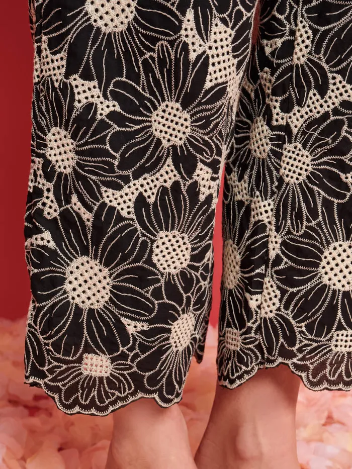 Women Sister Jane Bottoms DREAM Flower Haze Wide Leg Trousers Black And White