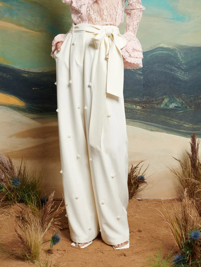 Women Sister Jane Bottoms DREAM Polo Pearl Trousers Vintage Cream