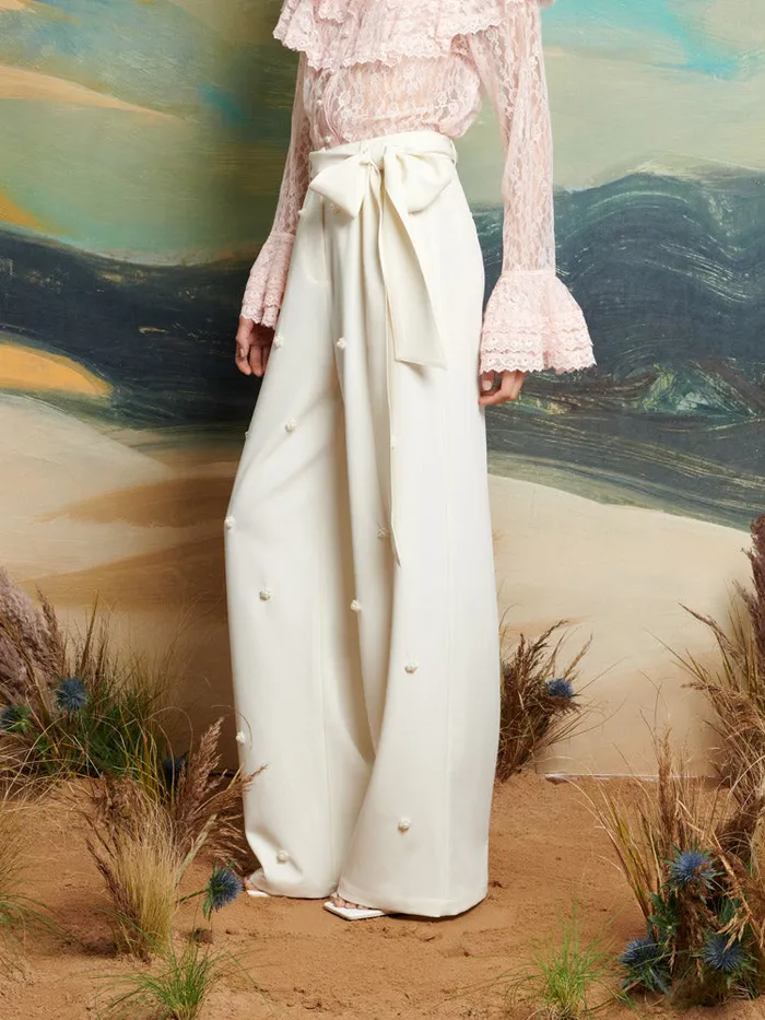 Women Sister Jane Bottoms DREAM Polo Pearl Trousers Vintage Cream