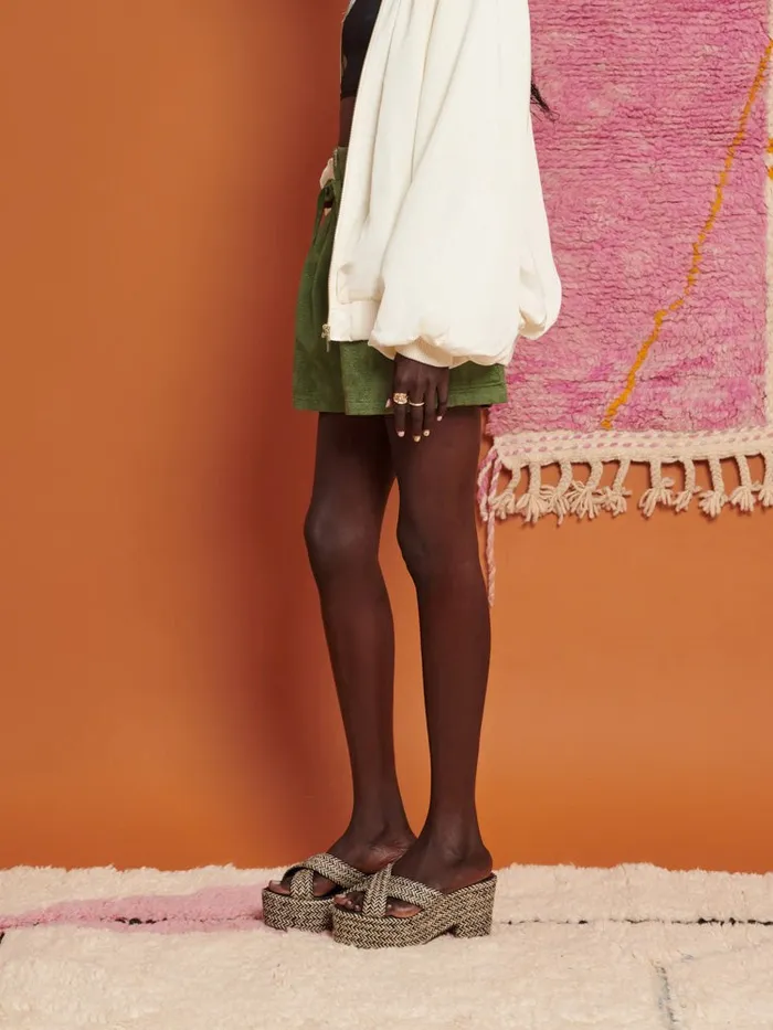 Women Sister Jane Bottoms Ghospell Lina HighWaisted Shorts Moss Green