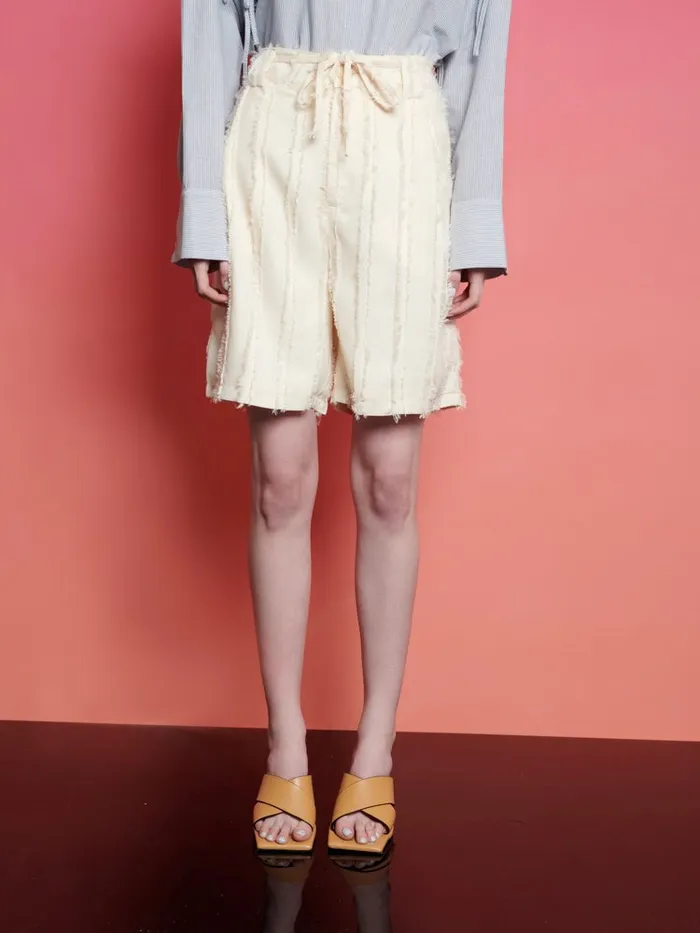 Women Sister Jane Bottoms Ghospell Soleil Textured Shorts Cloud Cream