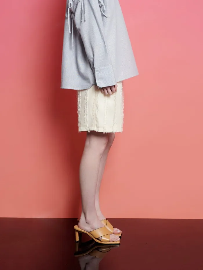 Women Sister Jane Bottoms Ghospell Soleil Textured Shorts Cloud Cream