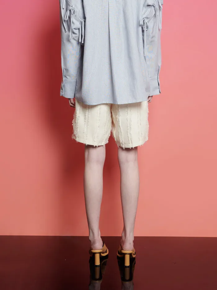 Women Sister Jane Bottoms Ghospell Soleil Textured Shorts Cloud Cream