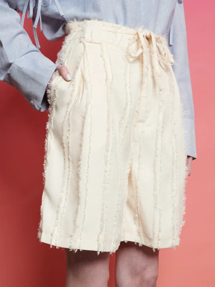 Women Sister Jane Bottoms Ghospell Soleil Textured Shorts Cloud Cream