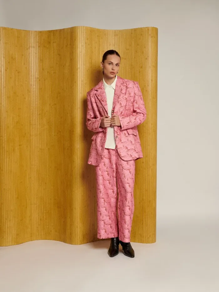 Women Sister Jane Bottoms Ghospell Tori Jacquard Trousers Flamingo Pink