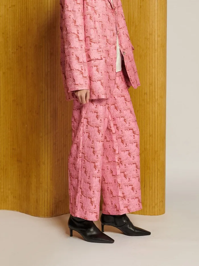 Women Sister Jane Bottoms Ghospell Tori Jacquard Trousers Flamingo Pink