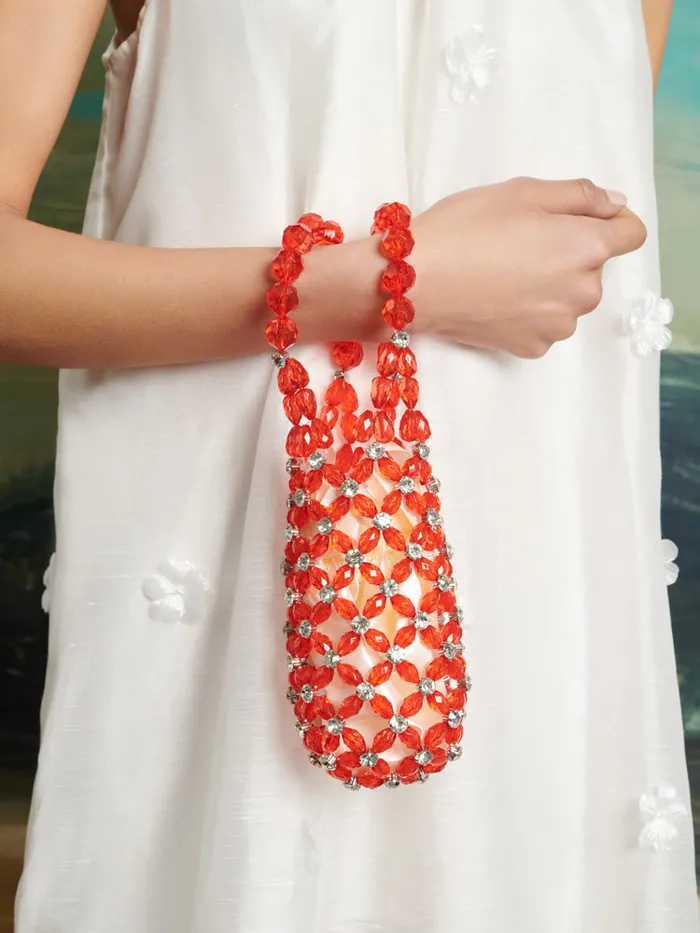 Women Sister Jane DREAM Cali Flower Bead Bag Cherry