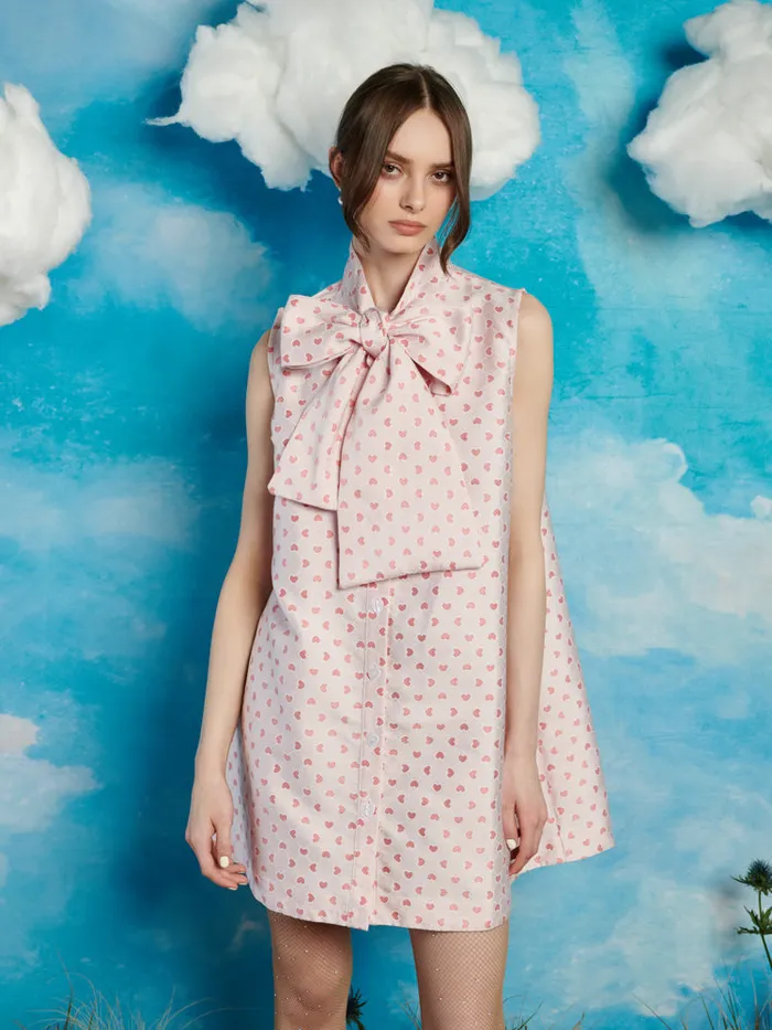 Women Sister Jane Dresses Canter Jacquard Bow Dress Salmon Pink