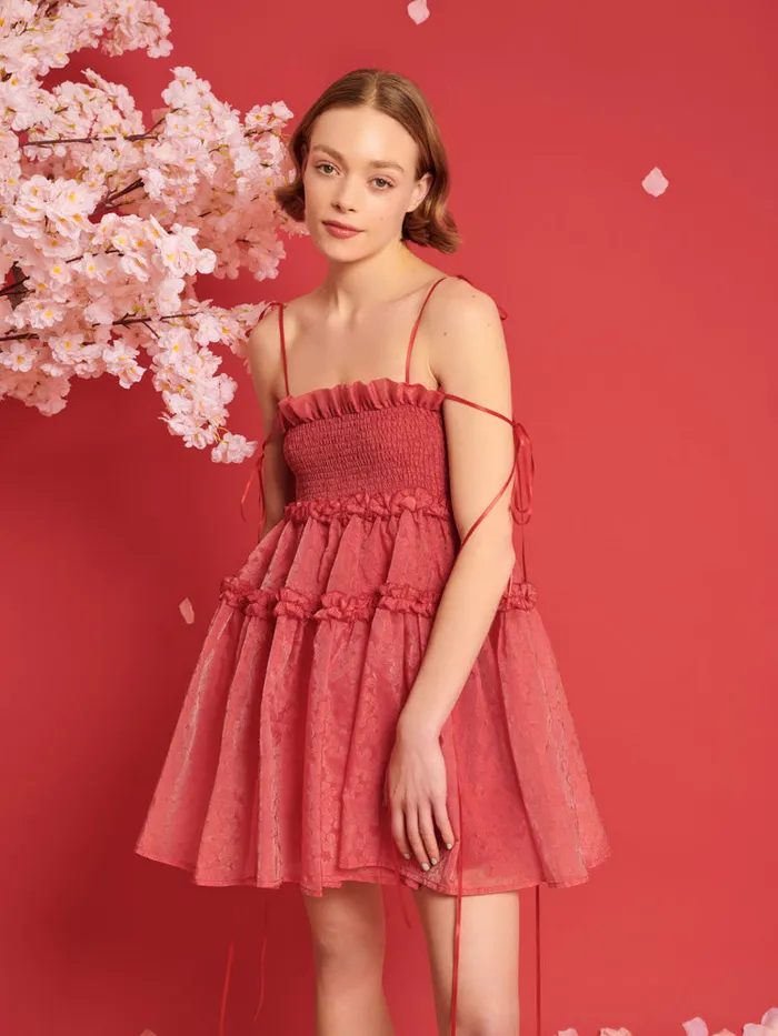 Women Sister Jane Dresses DREAM Calla Organza Mini Dress Cherry Red