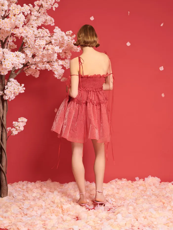 Women Sister Jane Dresses DREAM Calla Organza Mini Dress Cherry Red