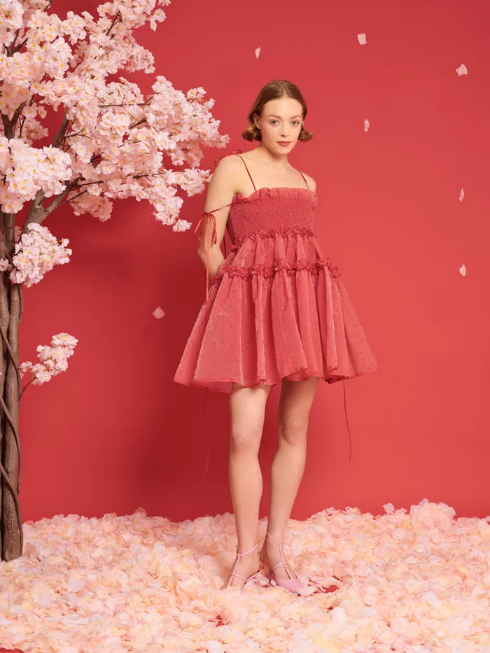 Women Sister Jane Dresses DREAM Calla Organza Mini Dress Cherry Red