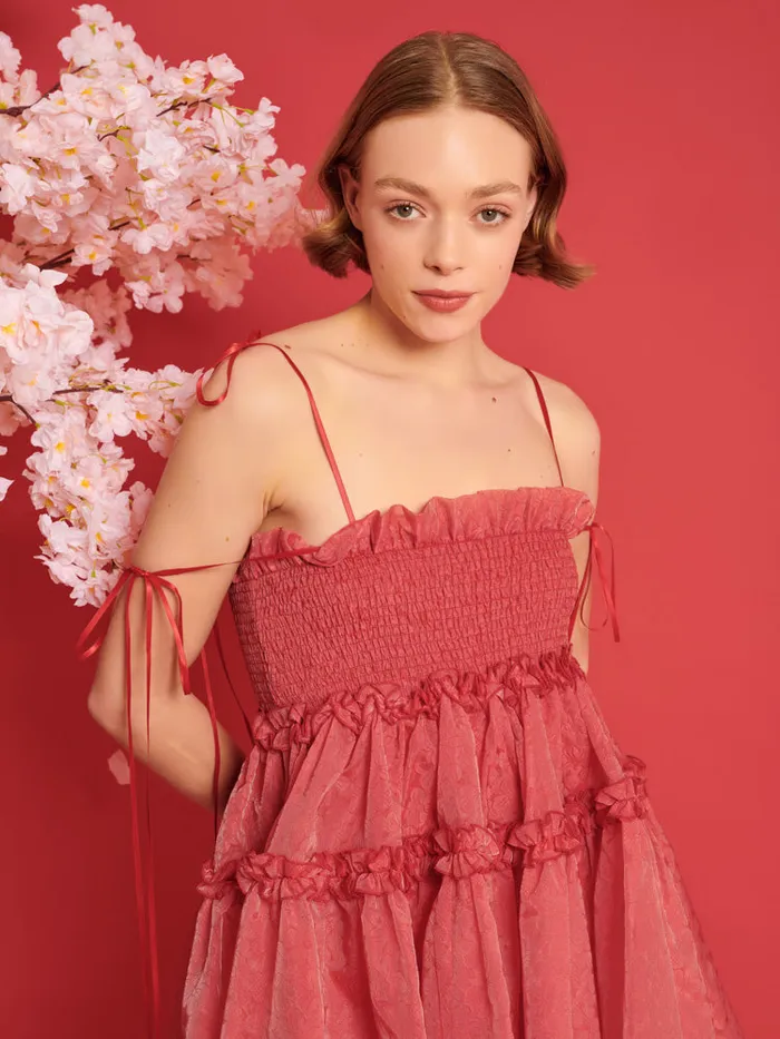 Women Sister Jane Dresses DREAM Calla Organza Mini Dress Cherry Red