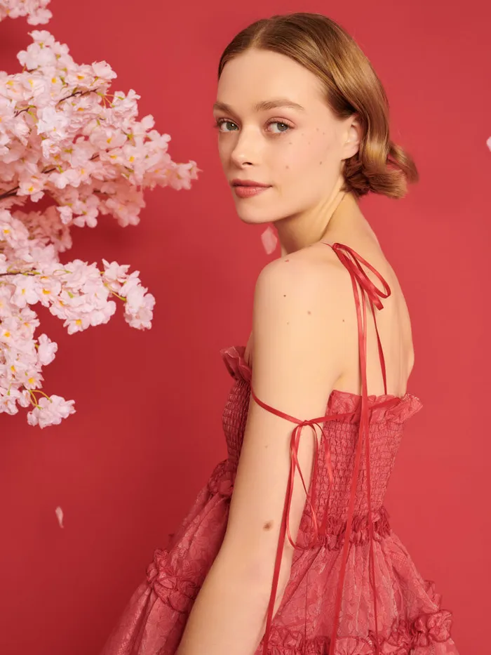 Women Sister Jane Dresses DREAM Calla Organza Mini Dress Cherry Red