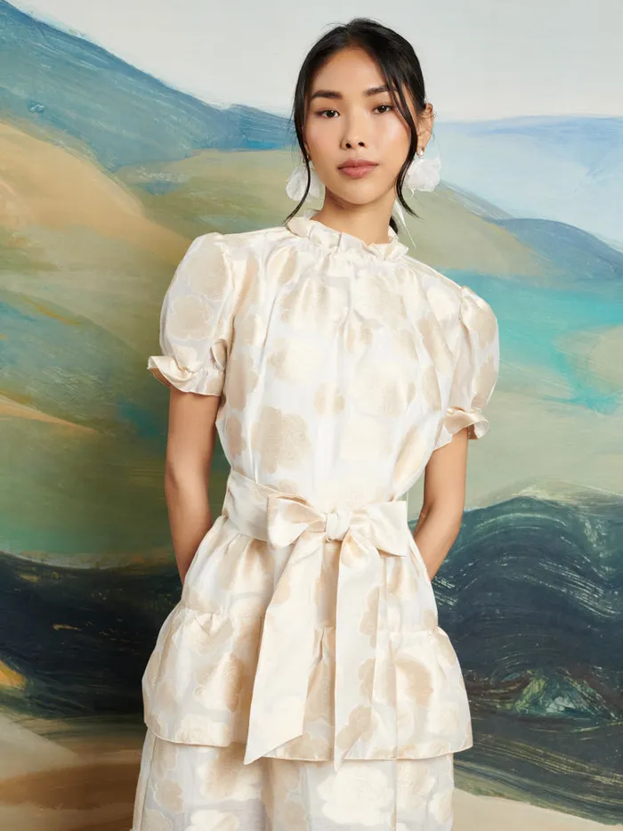 Women Sister Jane Dresses DREAM Lasso Jacquard Midi Dress White Gold